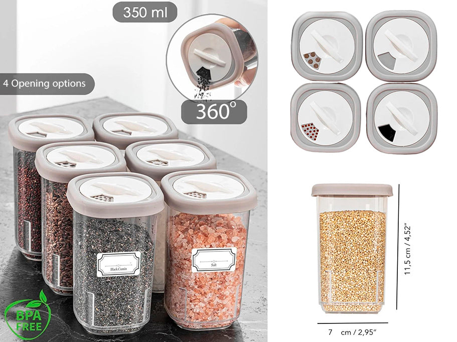 350 ml Plastic Spice Jar with Opening Options – HouzeCart