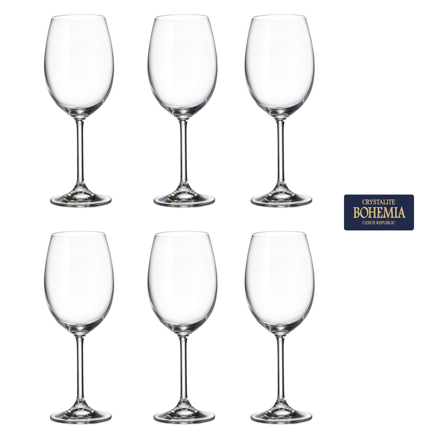 Set 6 Copas Cristal Bohemia Vino Crystalite Colibri 350 Ml