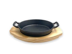 Round Cast Iron Sizzling with wooden base