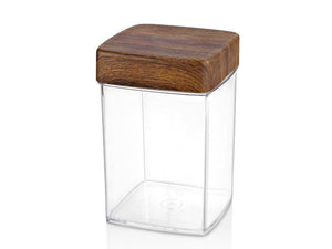1.9 LT. SQUARE JAR with Wooden Finished Lid - HouzeCart