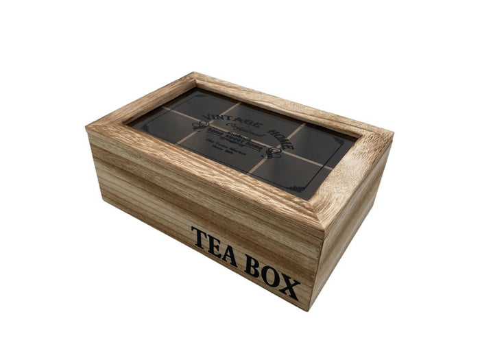 Small Wooden "Vintage Home" Tea Box