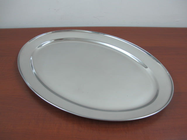Thick oval stainless steel dish 55 cm