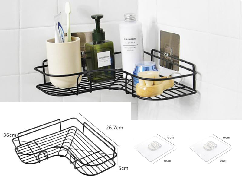 Bathroom Wire Shelf Corner Black HouzeCart