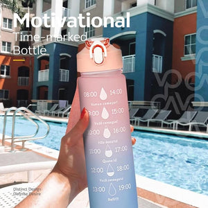 Motivational Water Bottle 1000 ml Colorful Design