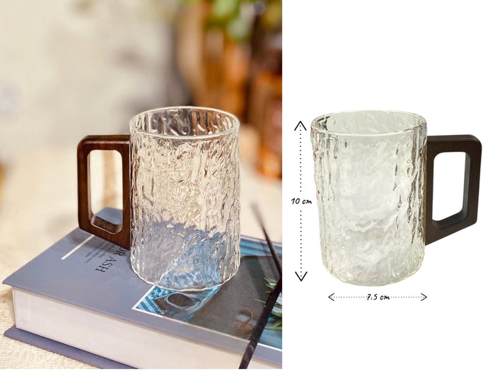 High Quality Borosilicate Glass Mug with Wooden Handle