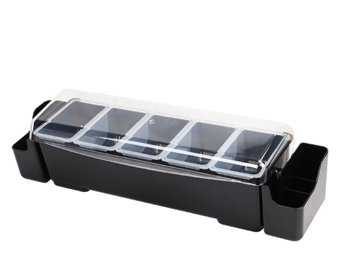 5 Compartment Seasoning Bar Condiment Box with 2 holders