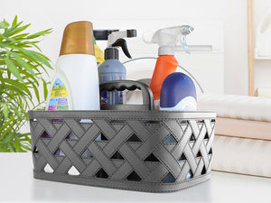 DecoBella Leather Textured Basket with Handle