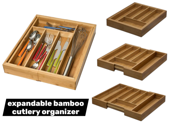 Expandable Bamboo Cutlery Organizer