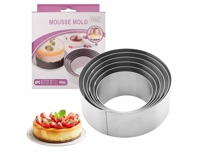 Set of 6 round Stainless Steel Mousse Mold