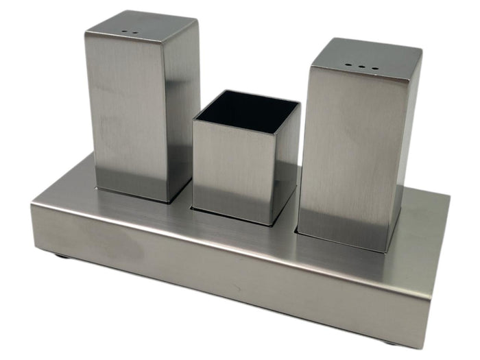 Stainless Steel Salt and Pepper and Toothpicks Set Stand
