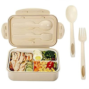 Rectangular Plastic Lunch Box with Cutlery