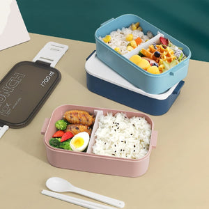 Aqua Lunch Box 2 seperate trays with cutlery