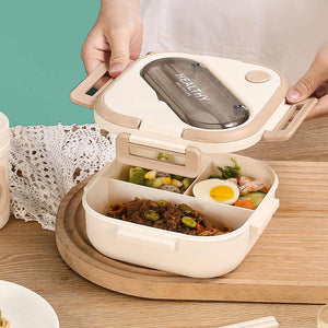 Squared Plastic Lunch Box with Cutlery