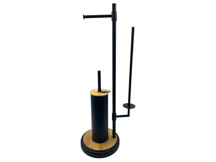 Dosthoff Iron Toilet Brush with Paper Holder Wooden Base