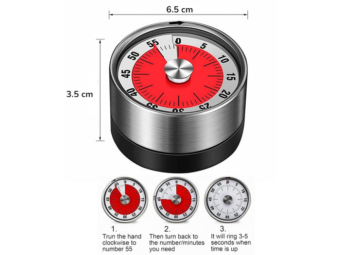 Round Stainless Steel Kitchen Timer with Magnet