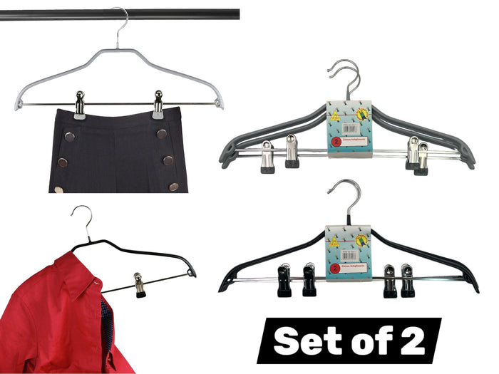 Set of 2 anti-slip hangers with clips