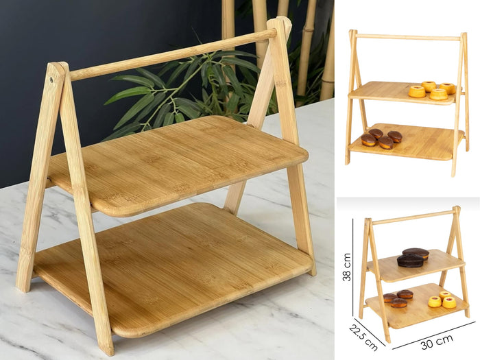 Bamboo stand with 2 presentation Shelves