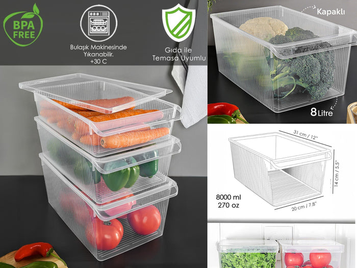 8 L Plastic Refrigirator Organizer Witا  Lid