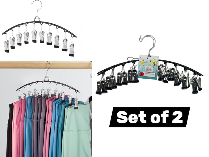 Set of 2 anti-slip hangers with 10 clips each