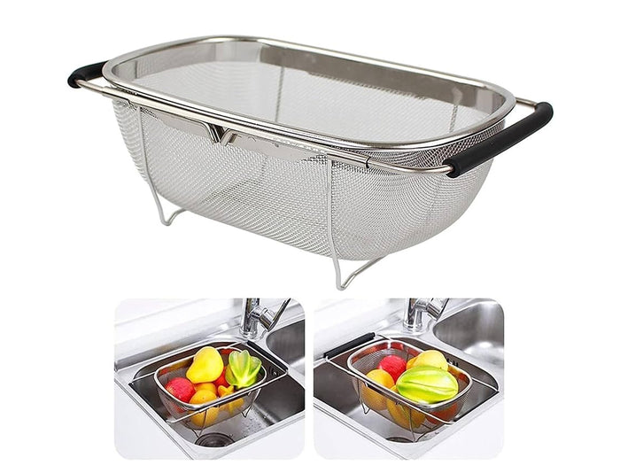 Oval Stainless Steel Mesh Colander w Flex Handles 34 cm