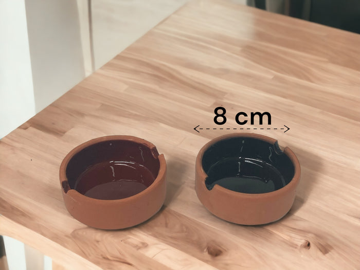Natural Terracotta Ashtray 8 cm with Colored Glazing