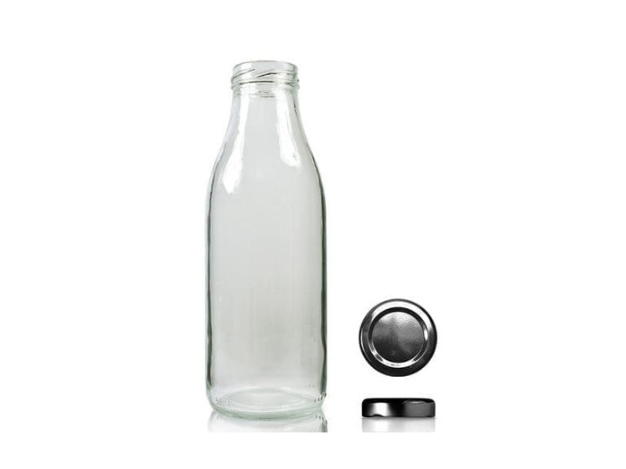 500 ml Milk Glass Bottle with Black Metallic Cover