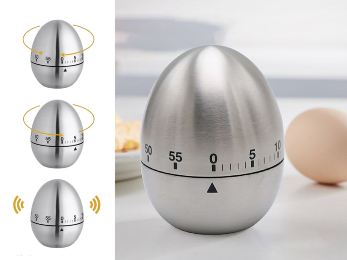 Egg Shaped Stainless Steel Kitchen Timer