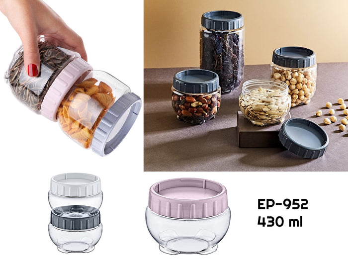 Interlocking Round Food Plastic Jar 0.43 lt