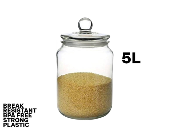 Break resistant BPA Free 5L Plastic Jar with Lid