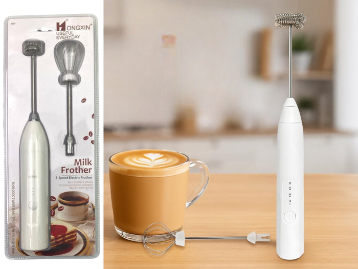 Large Milk Frother with 3 Speeds and extra Whisk