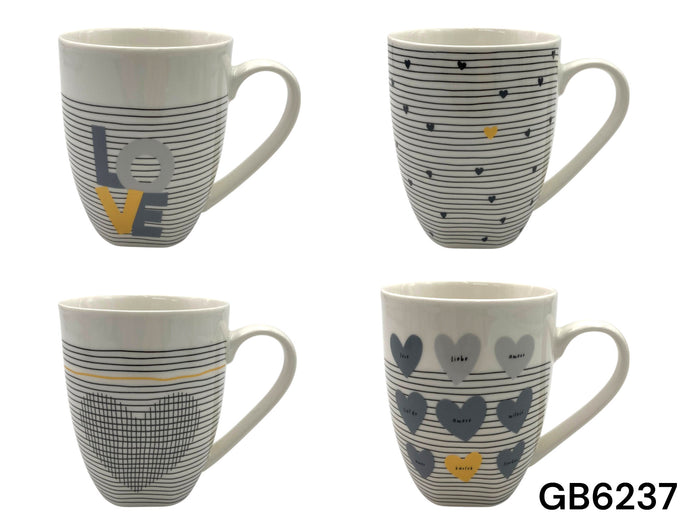 Porcelain Mug with Golden Hearts Design