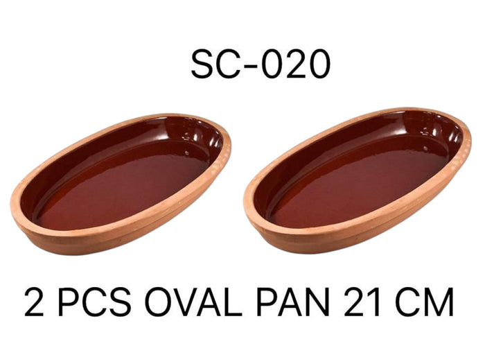 Set of 2 Oval Clay Plates 21 x 11.5 x 3 cm