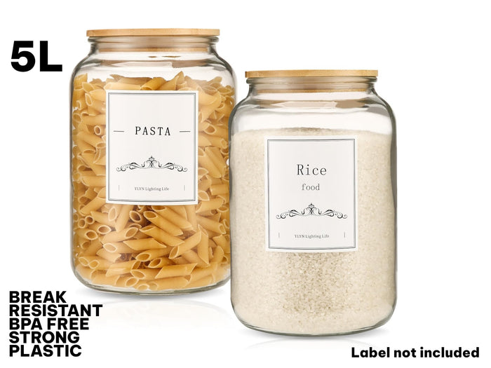 Break resistant BPA Free 5L Plastic Jar with Bamboo Lid