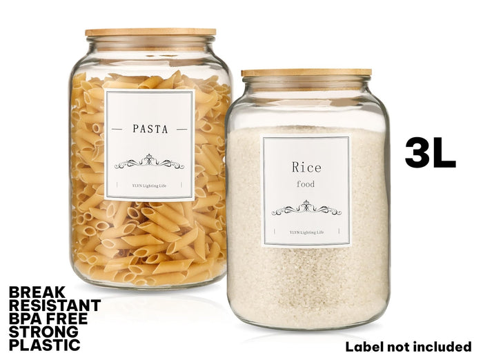 Break resistant BPA Free 3L Plastic Jar with Bamboo Lid
