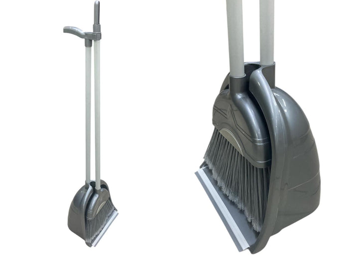 Silver Broom with deep dust pan set