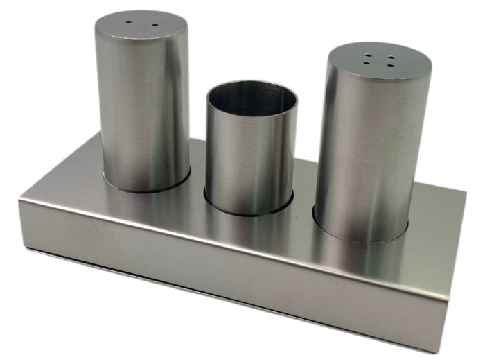 Stainless Steel Salt and Pepper and Toothpicks Set Stand