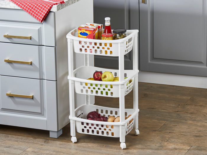 3 Tiers Large Slide-Out Rack Trolley Basket