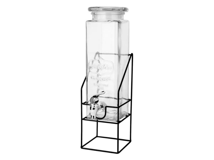Glass beverage dispenser 2.2 L with tap and metallic sta