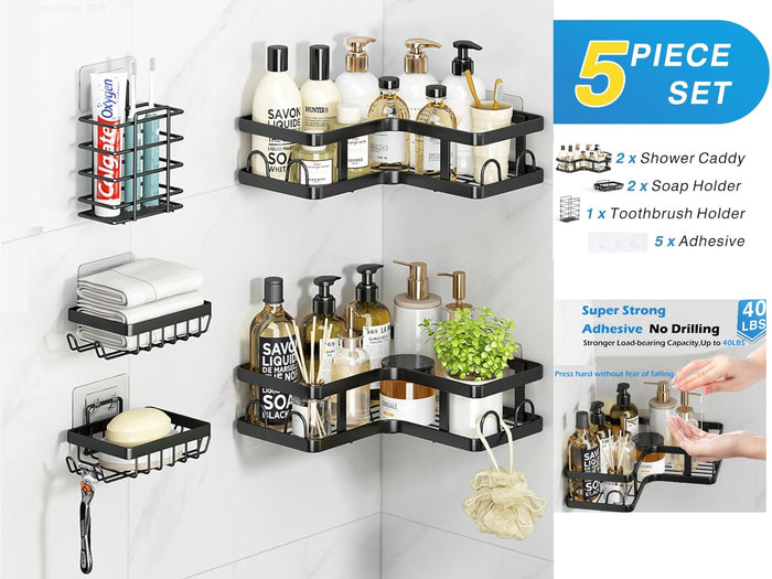 5 Pieces Set Bathroom Wire Shelf Corner and Accessories