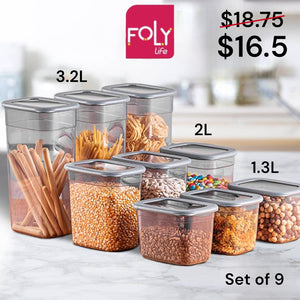 Set of 9 Poli food savers 3x1.3L + 3x2L + 3x3.2L