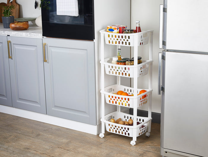 4 Tiers Large Slide-Out Rack Trolley Basket