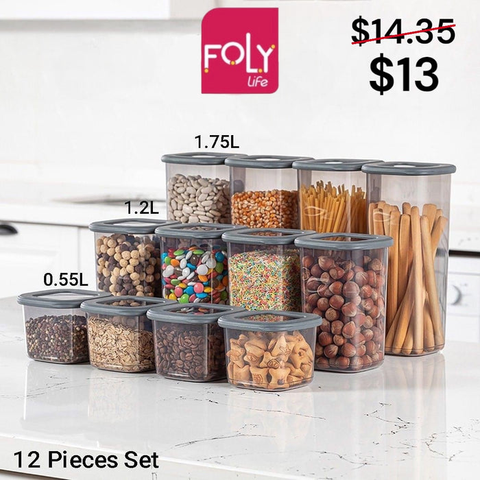 Top selling 12 pieces square Poli food savers 4x0.55L + 4x1.2L + 4x1.75L