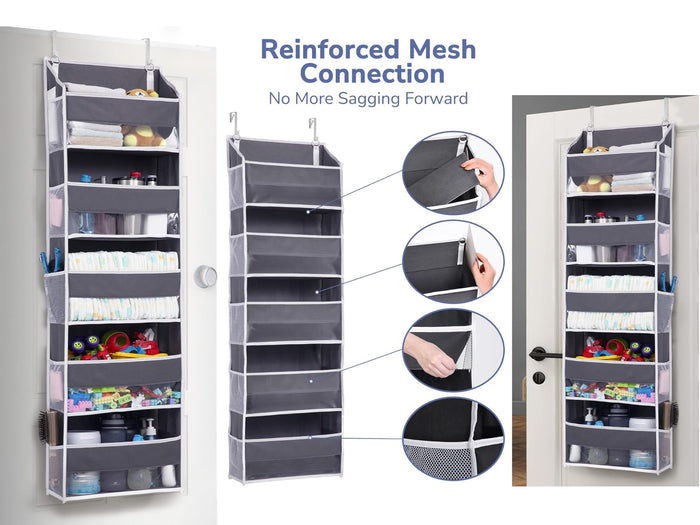 Over Door Organizer with 5 Large Pockets 10 Mesh Pockets