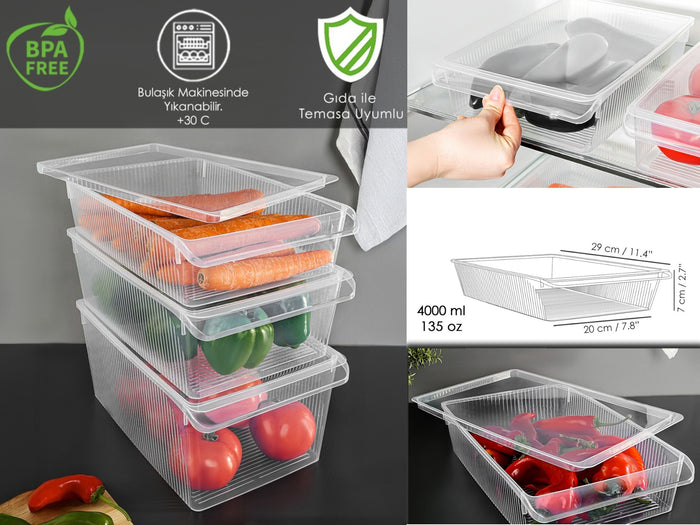 4 L Plastic Refrigirator Organizer Witا  Lid