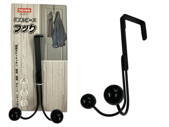 DOINN Black Metallic over the door hanger with 2 hooks