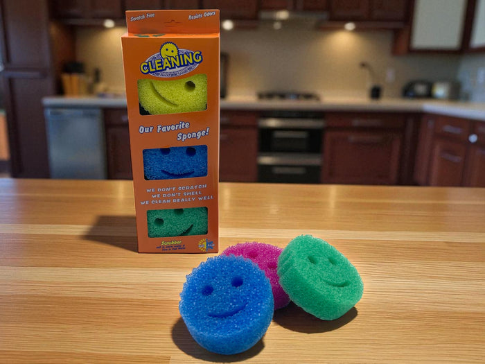 Set of 3 Scrub Smiley Face Sponges