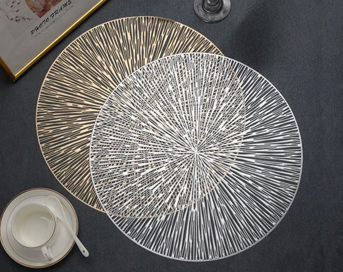 Round Golden or Silver Table Placemat 38 cm