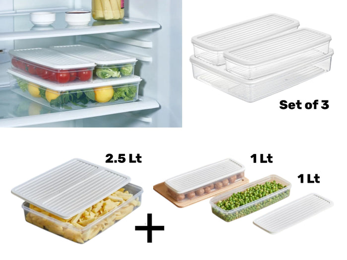 Set of 3 Food Storage Boxes for Fridge and Freezer