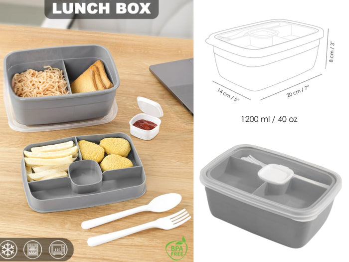 Perfect Lunch Box with 2 Compartments and Divided Tray