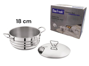 Max Fresh SS Cooking Pot with SS lid 18 cm